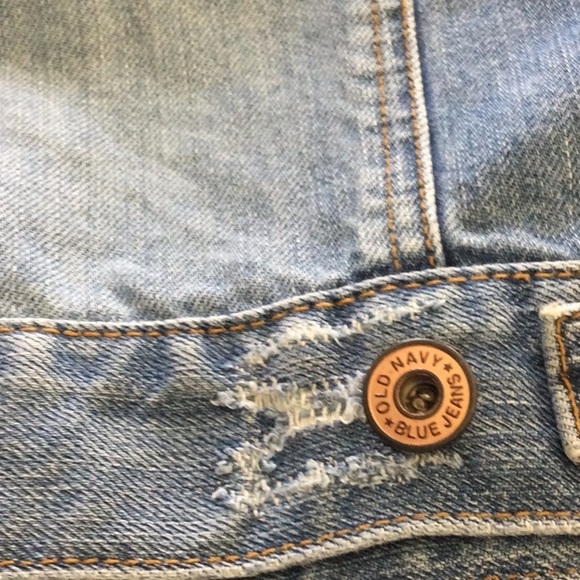 Old Navy Jean Jacket size M buttons front cuffs & back washable color blue #584 - Picture 9 of 10